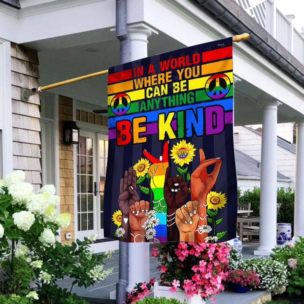 Hippie Flag In a World Where You Can Be Anything Be Kind BNN341F