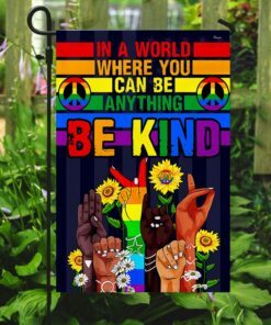 hippie flag in a world where you can be anything be kind bnn341f 5816