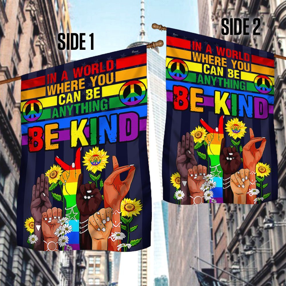 Hippie Flag In a World Where You Can Be Anything Be Kind BNN341F - Image 3