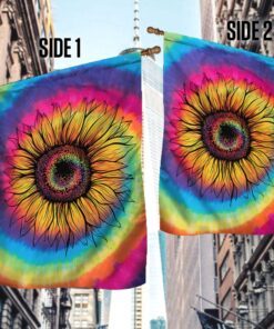 hippie flag tie dye hippie sunflower tqn241f 3390