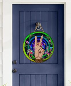 hippie peace love door sign magic word round wooden sign ntb562wd 5261