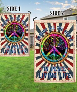 hippie peace sign imagine all the people living life in peace flag mln1352f 1712