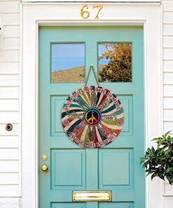 hippie round wooden sign imagine all the people living life in peace ant220wd 4309