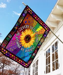 hippie sunflower. every little thing gonna be alright flag 8348