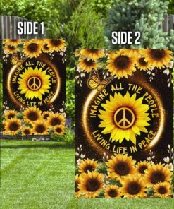 hippie sunflower. imagine all the people living life in peace flag 5525