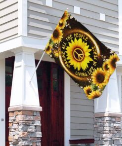 hippie sunflower. imagine all the people living life in peace flag 7095