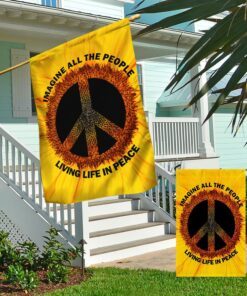 hippie sunflower imagine all the people living life in peace flag tqn1353f 1705