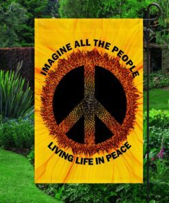 hippie sunflower imagine all the people living life in peace flag tqn1353f 3510