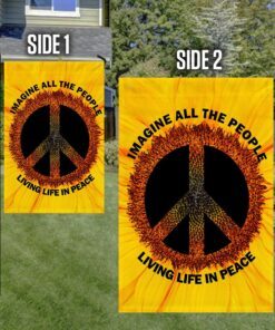 hippie sunflower imagine all the people living life in peace flag tqn1353f 3584