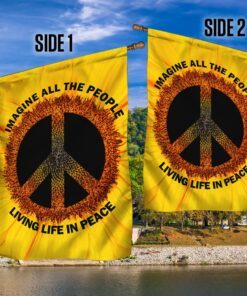 hippie sunflower imagine all the people living life in peace flag tqn1353f 8155