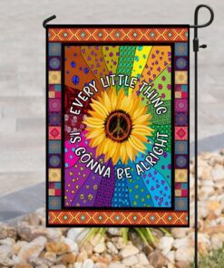 hippie sunflower peace sign flag 6064