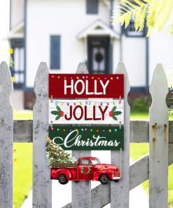 holly jolly christmas red truck christmas hanging metal sign bnn660ms 2711