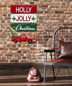holly jolly christmas red truck christmas hanging metal sign bnn660ms 3535