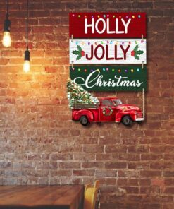 holly jolly christmas red truck christmas hanging metal sign bnn660ms 3803