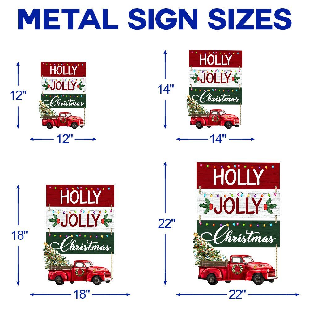 Holly  Jolly Christmas Red Truck Christmas Hanging Metal Sign BNN660MS - Image 7