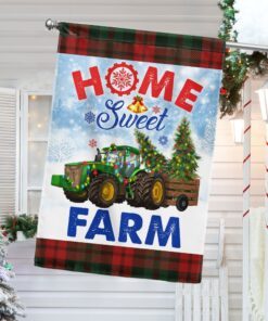 Home Sweet Farm Tractor Christmas Flag BNN675F