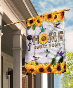Home Sweet Home Sunflower Hummingbird Flag