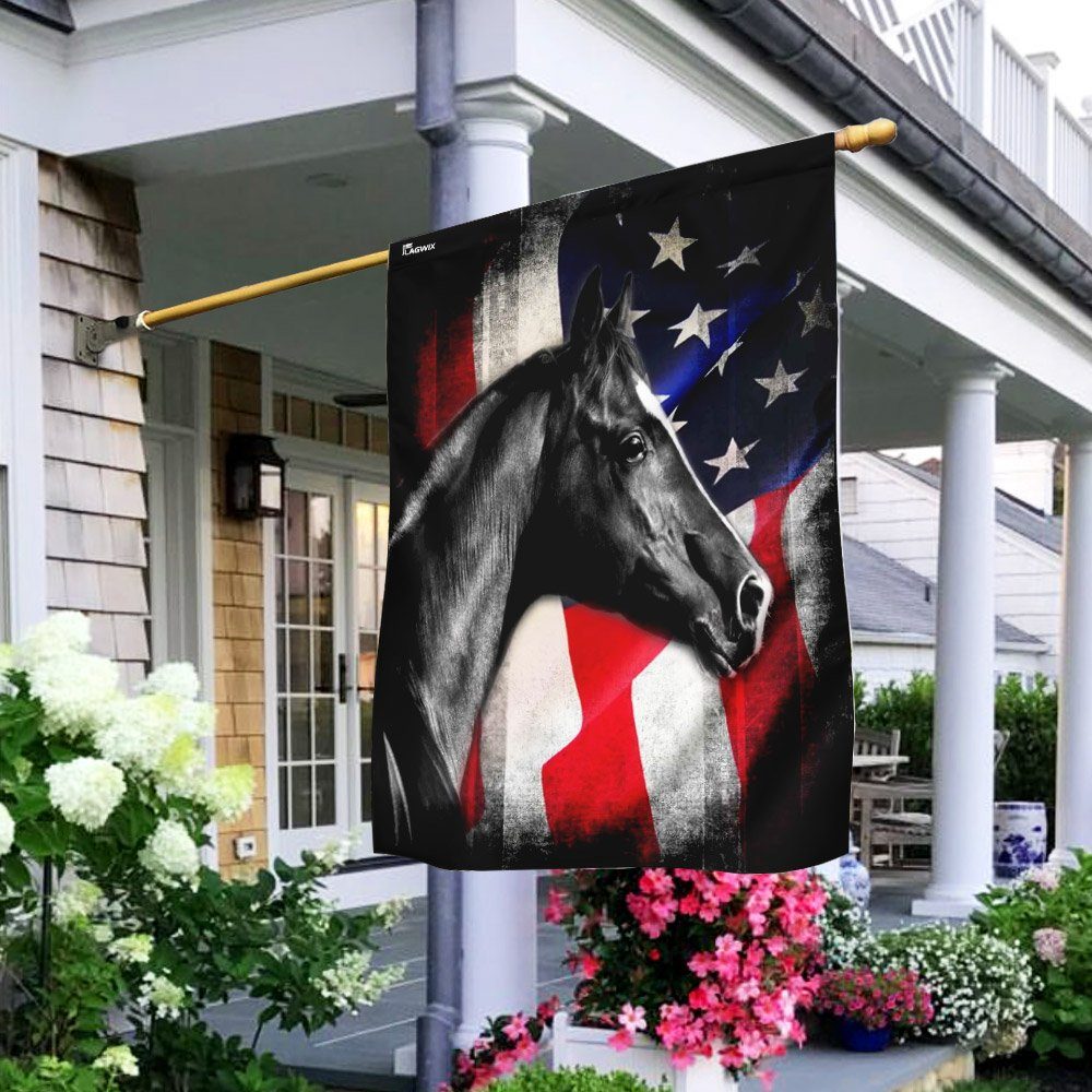 Horse American US Flag