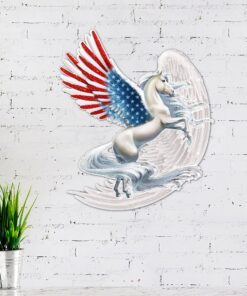 horse angel wing hanging metal sign lha2024ms 7638