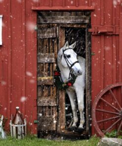horse christmas wreath door cover thh3428d 8349