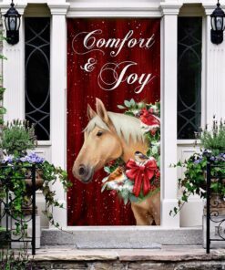 horse comfort and joy christmas door cover 2038
