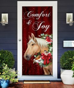 horse comfort and joy christmas door cover 4389