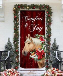 horse comfort and joy christmas door cover 8181