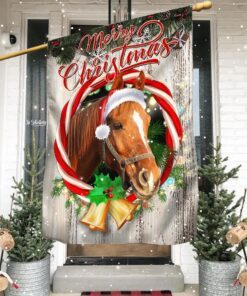 Horse Merry Christmas House Flag Horse For Christmas Garden Flag TQN764F