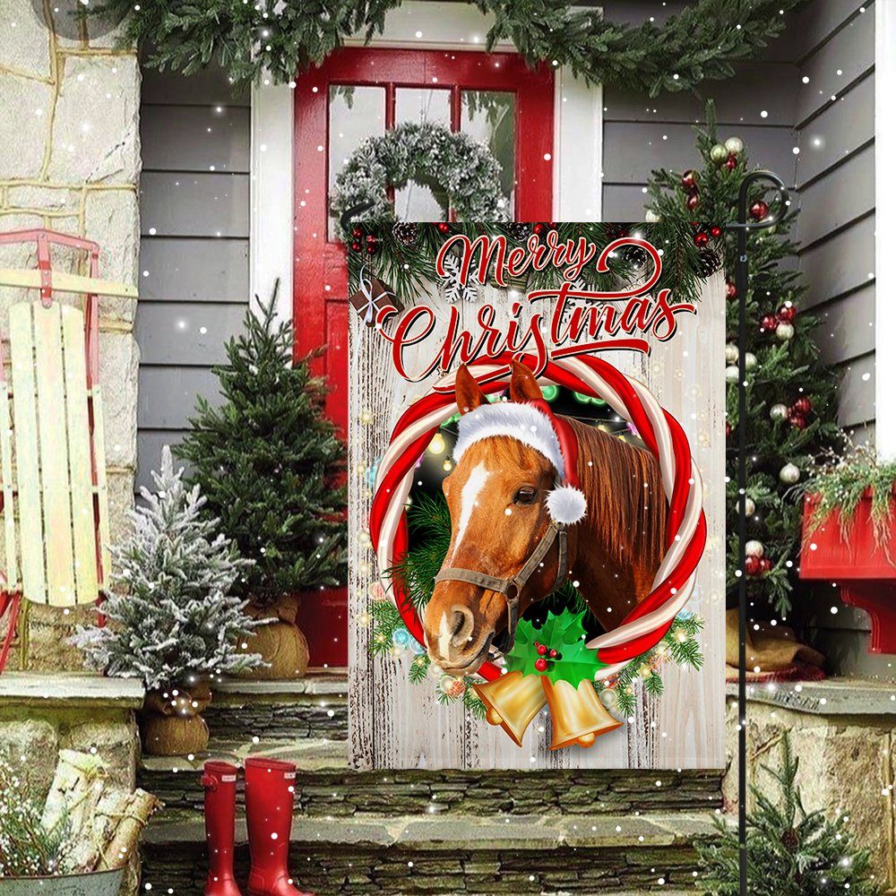 Horse Merry Christmas House Flag Horse For Christmas Garden Flag TQN764F - Image 3