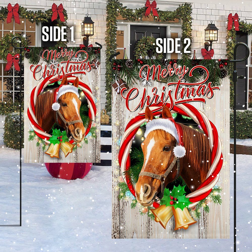 Horse Merry Christmas House Flag Horse For Christmas Garden Flag TQN764F - Image 4