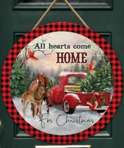 Horse Wooden Sign All Hearts Come Home For Christmas Door Sign TRL1509WD