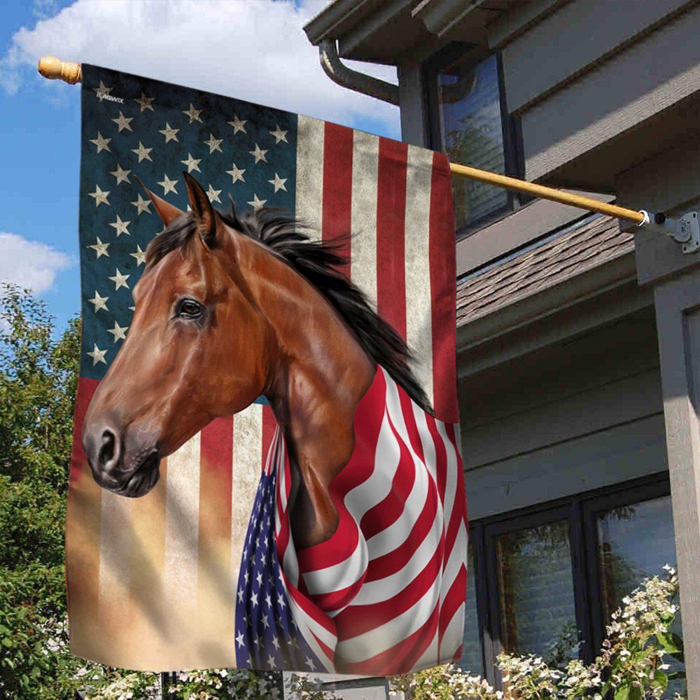 Horse Wrapped In Glory. American Patriotic Horse Flag THN3710Fv1 - Image 2