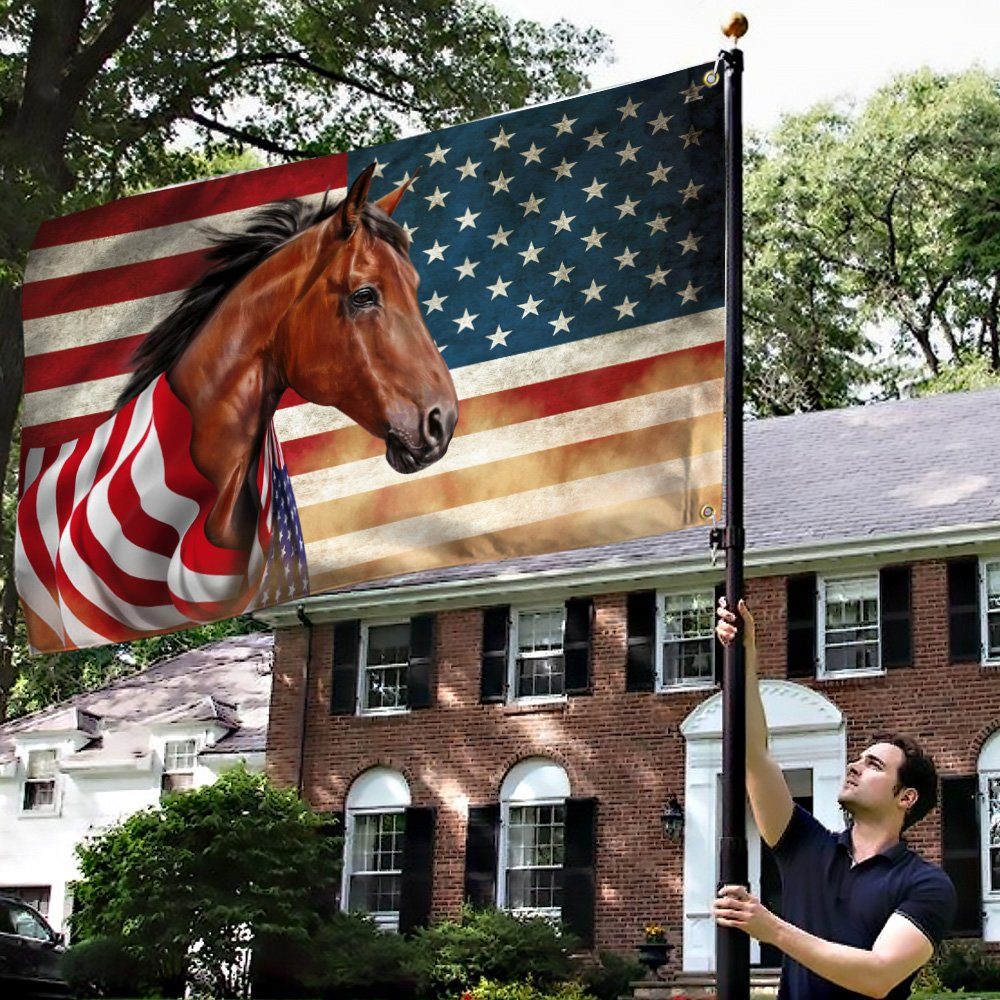 Horse Wrapped In Glory. American Patriotic Horse Grommet Flag THN3710GF - Image 3