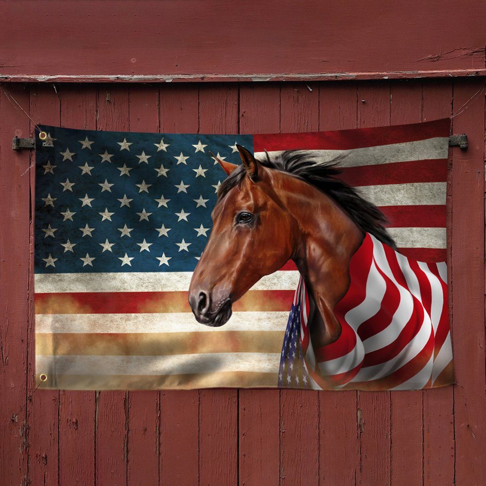 Horse Wrapped In Glory. American Patriotic Horse Grommet Flag THN3710GF - Image 4