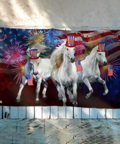 horses flag independence day horses american grommet flag qtr36gf 3010