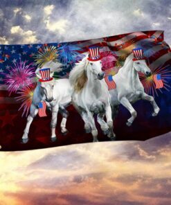 Horses Flag Independence Day Horses American Grommet Flag QTR36GF