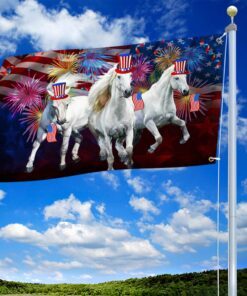 horses flag independence day horses american grommet flag qtr36gf 5952