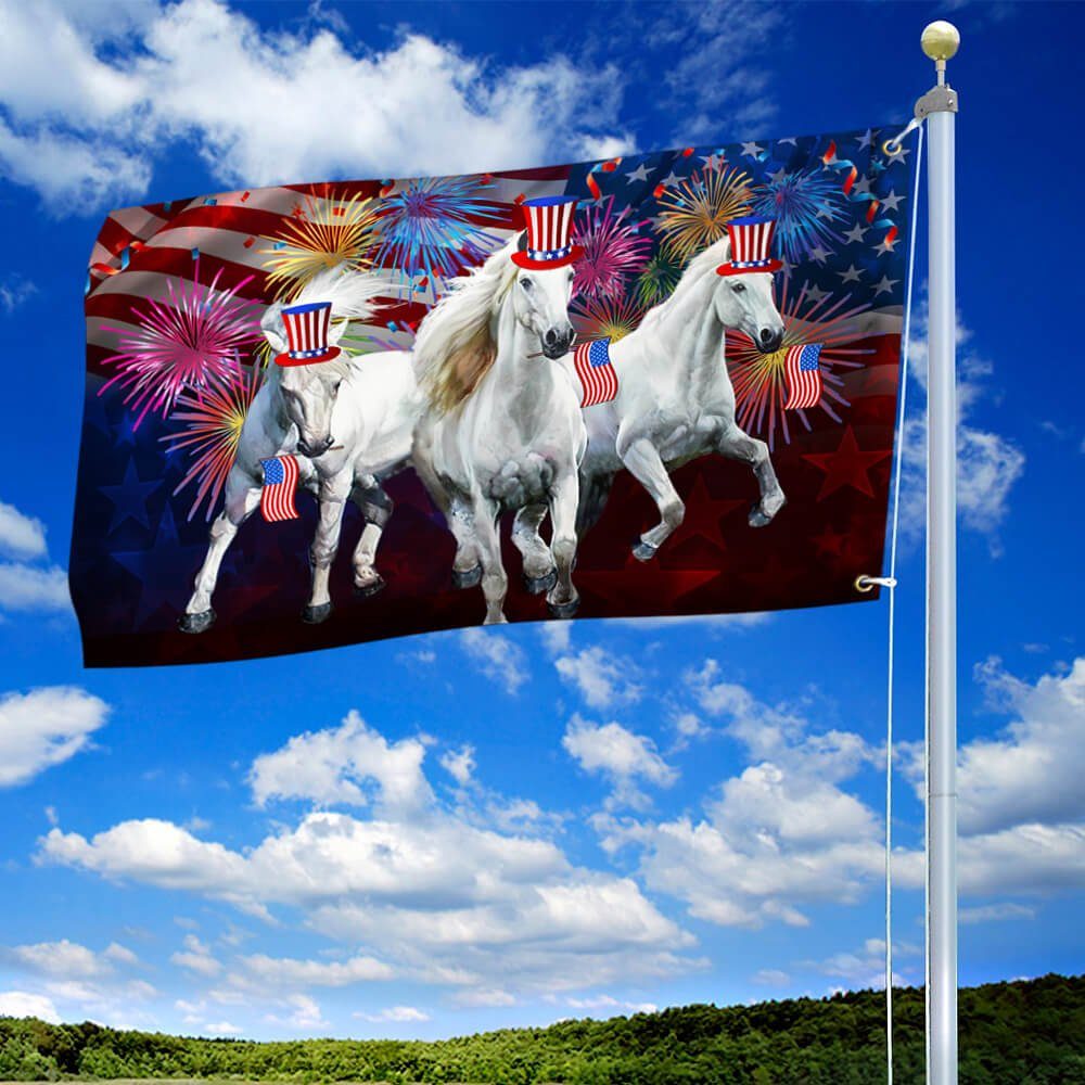 Horses Flag Independence Day Horses American Grommet Flag QTR36GF - Image 2