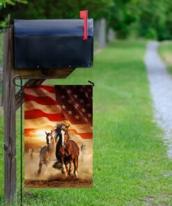 horses running american flag ant156f 3591