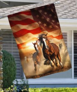 horses running american flag ant156f 3923