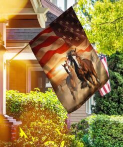horses running american flag ant156f 5222