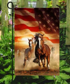 horses running american flag ant156f 6298