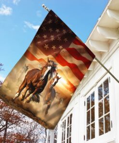 horses running american flag ant156f 6401