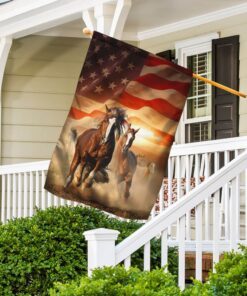 horses running american flag ant156f 6595