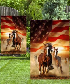 horses running american flag ant156f 7684
