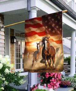 Horses Running American Flag ANT156F