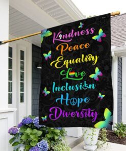 Human Rights Hippie Peace Flag Kindness  Peace Equality Love Inclusion Hope Diversity MLH2280F