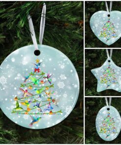 hummingbird christmas tree ceramic ornament 3304