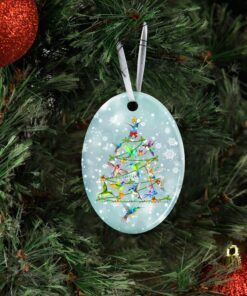 hummingbird christmas tree ceramic ornament 3880