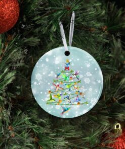 hummingbird christmas tree ceramic ornament 6228